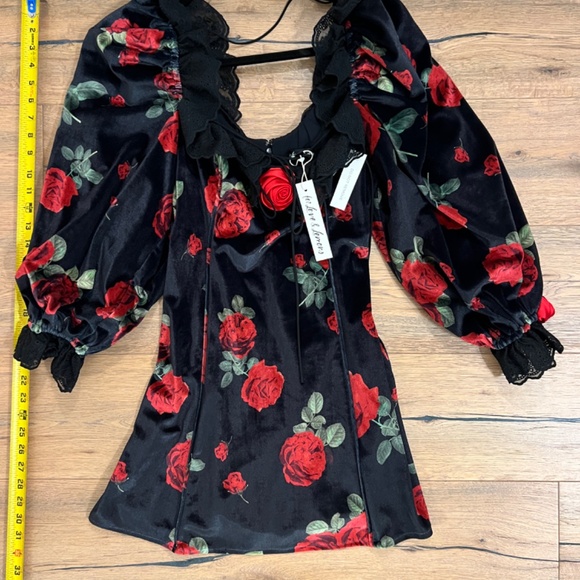 For Love And Lemons Dresses & Skirts - For Love And Lemons Yara Dress Rose Velour Mini Cocktail Holiday Dress M